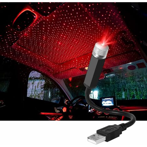 Luz LED de ambiente, lámpara de techo USB para coche BR-Life, luz de ambiente de cielo estrellado, proyector LED, luz nocturna roja, modos múltiples ajustables, luz USB romántica para coche/hogar/fies