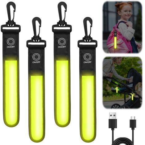 Luz LED intermitente para mochila escolar, 3 modos, recargable por USB, colgante reflectante, luz de seguridad, intermitente, resistente al agua, para mochila escolar (verde)