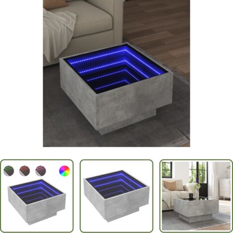 Luz led -  Mesa de centro y LED madera ingeniería gris hormigón 50x50x30cm
