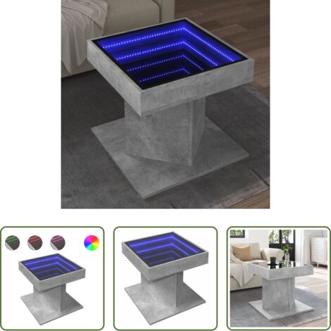 Luz led -  Mesa de centro y LED madera ingeniería gris hormigón 50x50x45cm