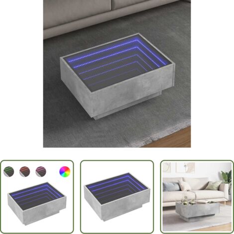 Luz led -  Mesa de centro y LED madera ingeniería gris hormigón 70x50x30cm