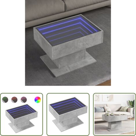 Luz led -  Mesa de centro y LED madera ingeniería gris hormigón 70x50x45cm