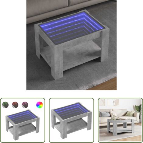 Luz LED -  Mesa de centro y LED madera ingeniería gris hormigón 73x53x45cm