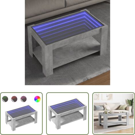 Luz led -  Mesa de centro y LED madera ingeniería gris hormigón 93x53x45cm
