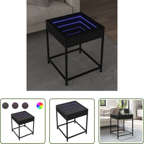 Luz LED -  Mesita de noche con Infinity LED negra 40x40x51 cm