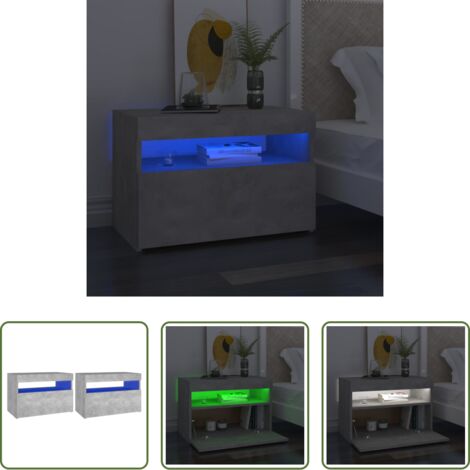 Luz led -  Mesitas de noche LED 2 uds contrachapada hormigón 60x35x40 cm