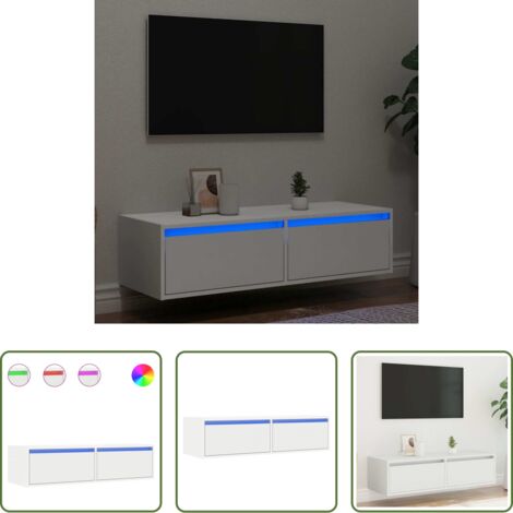 Luz LED -  Mueble de TV con luces LED blanco 100X35,5x25 cm