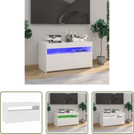 Luz LED -  Mueble de TV con luces LED blanco 75x35x40 cm