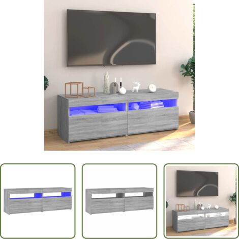 Luz LED -  Mueble de TV con luces LED gris Sonoma 120x35x40 cm