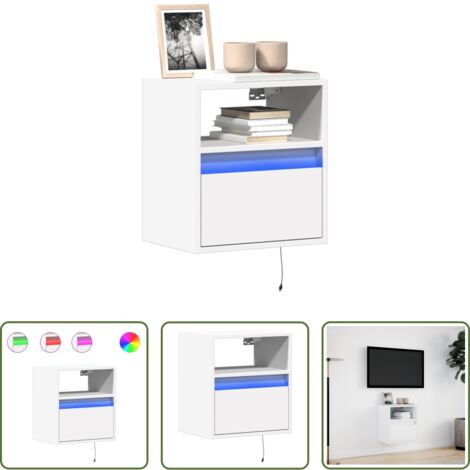 Luz LED -  Mueble de TV de pared con luces LED blanco 41x31x45 cm