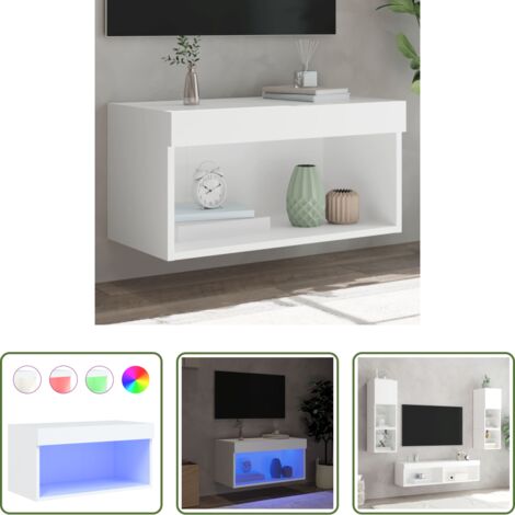 Luz LED -  Mueble para TV con luces LED blanco 60x30x30 cm