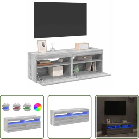 Luz LED -  Muebles de TV 2 uds con luces LED gris Sonoma 60x35x40 cm