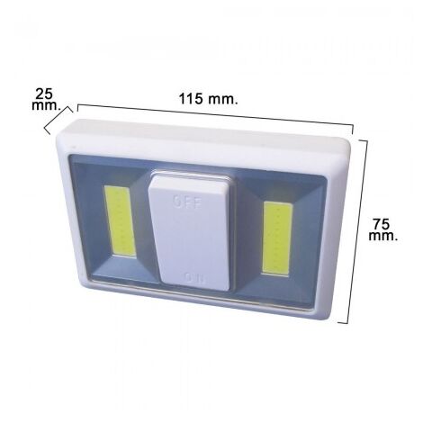 MAURER Luz led para pared con interruptor (fijación mediante pegatina, iman o tornillos)