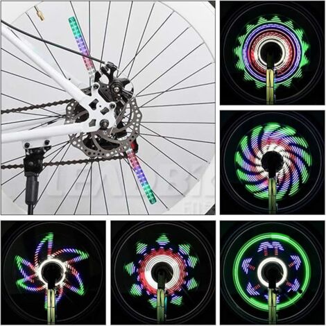 Luz LED para rueda de bicicleta, 64 LED, 30 imágenes diferentes, resistente al agua, para neumáticos de bicicleta de más de 24"