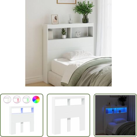 Luz LED RGB -  Cabecero de cama con LED blanco 100x17x102 cm