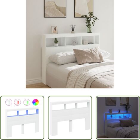 Luz LED RGB -  Cabecero de cama con LED blanco 140x17x102 cm