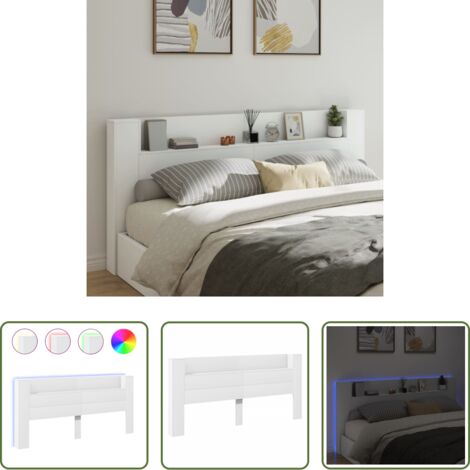 Luz LED RGB -  Cabecero de cama con LED blanco 220x16,5x103,5 cm