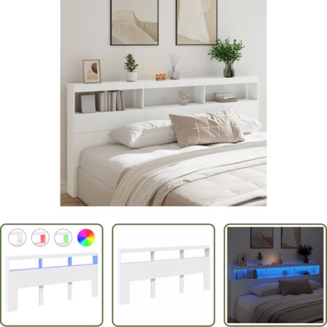 Luz LED RGB -  Cabecero de cama con LED blanco 220x17x102 cm