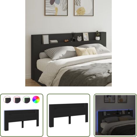 Luz LED RGB -  Cabecero de cama con LED negro 220x16,5x103,5 cm