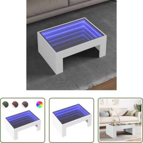 Luz LED RGB -  Mesa de centro con Infinity LED blanco 70x50x30 cm