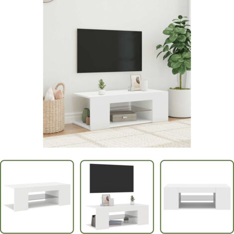 Luz LED RGB -  Mueble de TV con luces LED blanco 90x39x30 cm