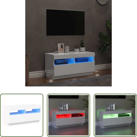 Luz LED RGB -  Mueble de TV con luces LED blanco brillante 80x35x40 cm