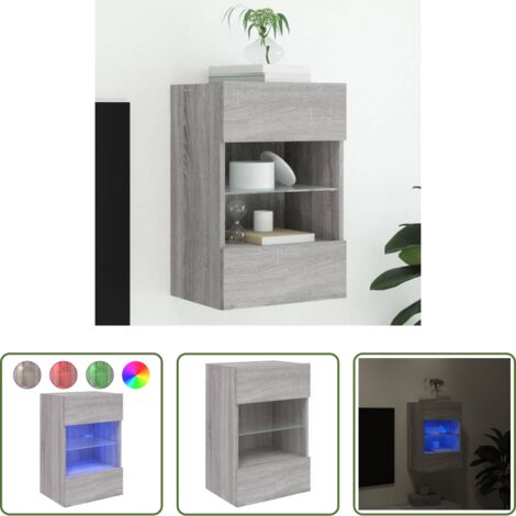 Luz LED RGB -  Mueble de TV de pared con luces LED gris Sonoma 40x30x60,5 cm