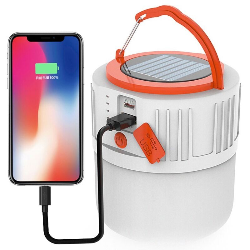Luz LED solar de emergencia, recargable por USB, para mercado nocturno, portátil, para camping, ahorro de energía, 42 LED