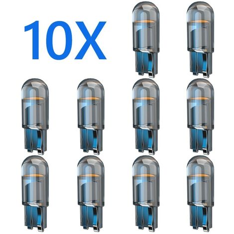 Luz Led T10 W5W para coche, lámpara COB de cristal 2021 K blanca para matrícula de automóvil, cúpula de lectura, Bombilla DRL, 12V, 10x6000,Francia,Azul cielo