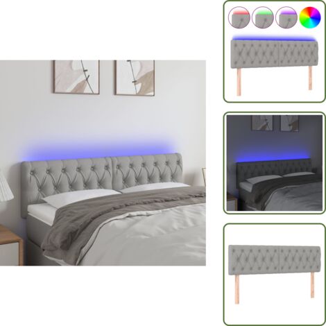Luz LED - vidaXL Cabecero con LED de tela gris claro 160x7x78/88 cm - Cabecero ajustable