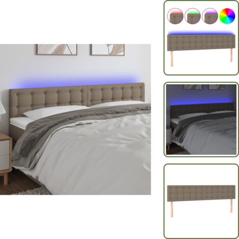 Luz LED - vidaXL Cabecero con LED de tela gris taupe 200x5x78/88 cm - Cabecero ajustable