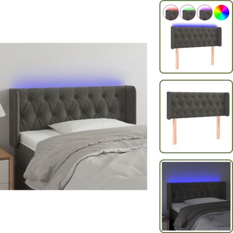 Luz LED - vidaXL Cabecero con LED de terciopelo gris oscuro 93x16x78/88 cm - Cabecero de cama