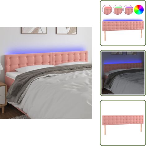Luz LED - vidaXL Cabecero con LED de terciopelo rosa 180x5x78/88 cm - Cabecero de cama