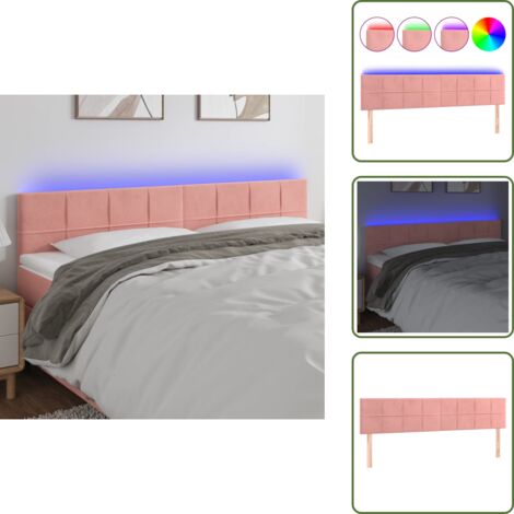 Luz LED - vidaXL Cabecero con LED de terciopelo rosa 180x5x78/88 cm - Cabecero de cama