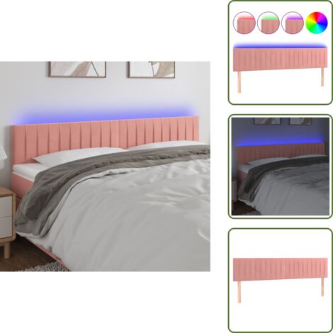 Luz LED - vidaXL Cabecero con LED de terciopelo rosa 180x5x78/88 cm - Cabecero de cama