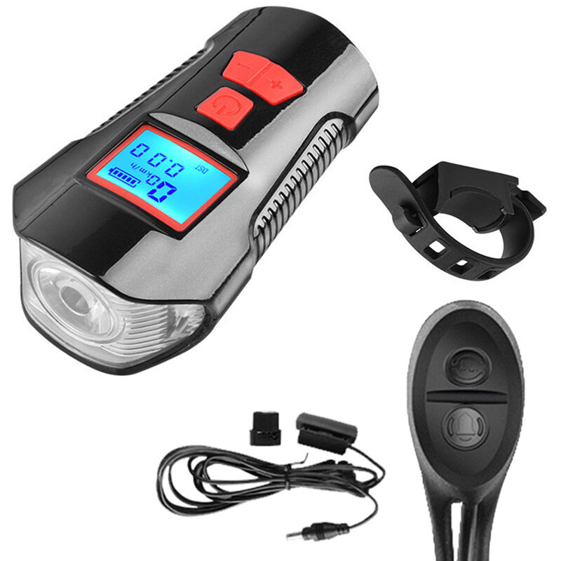 

Luz moto USB recargable de ciclo del faro con 120dB Horn 4 modos de iluminacion a prueba de agua de la bicicleta faros delanteros para el ciclismo