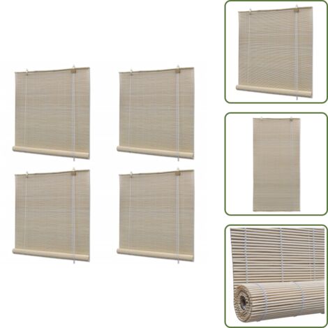 Luz natural - vidaXL Estor enrollable de bambú natural 4 unidades 120x160 cm - Decoración