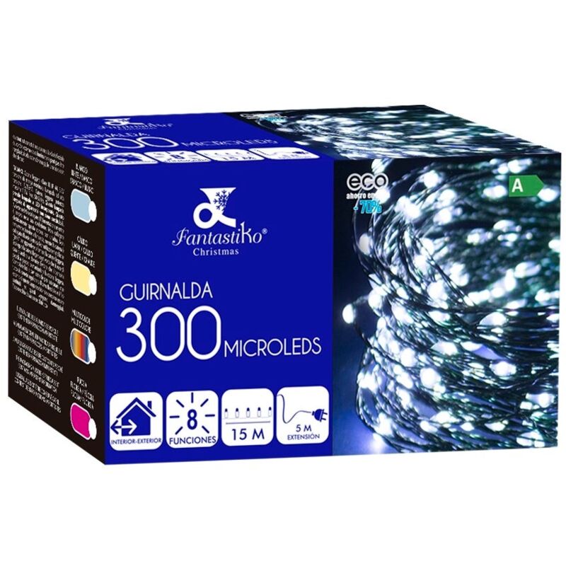 

Guirnalda de Navidad de 8 funciones con 300 luces para interior y exterior de led amarilla de 1495 cm