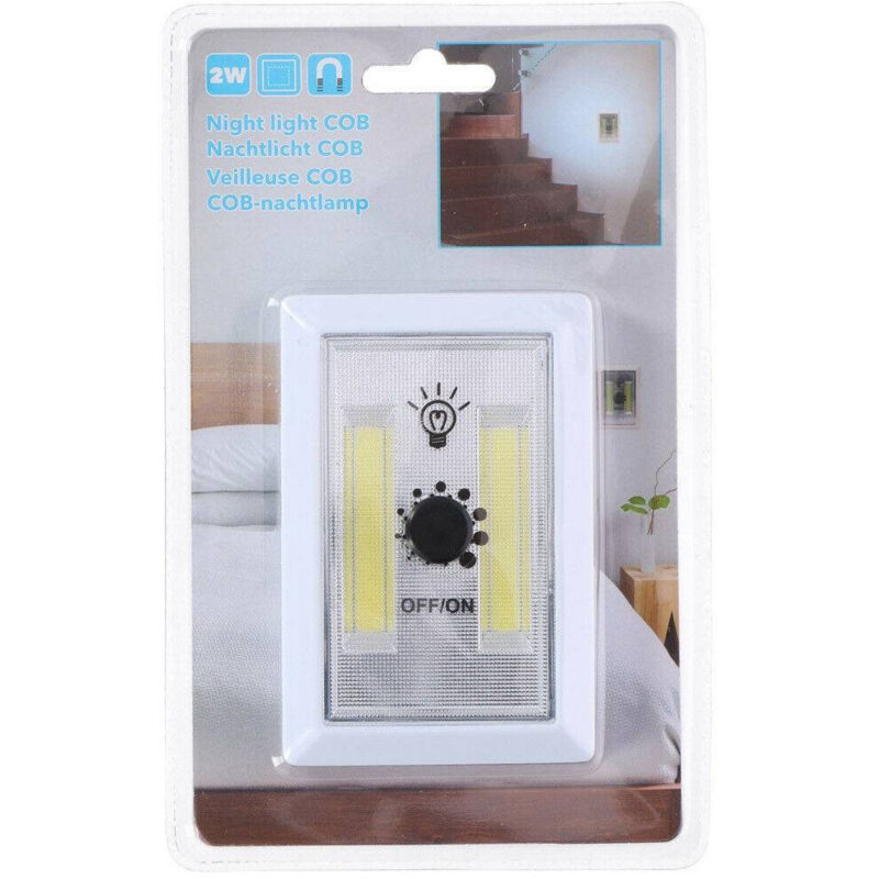 Trade Shop Traesio - Trade Shop - Luce Notturna 2xcob 2 w Da Notte Buio Sicurezza Interruttore Regolabile -