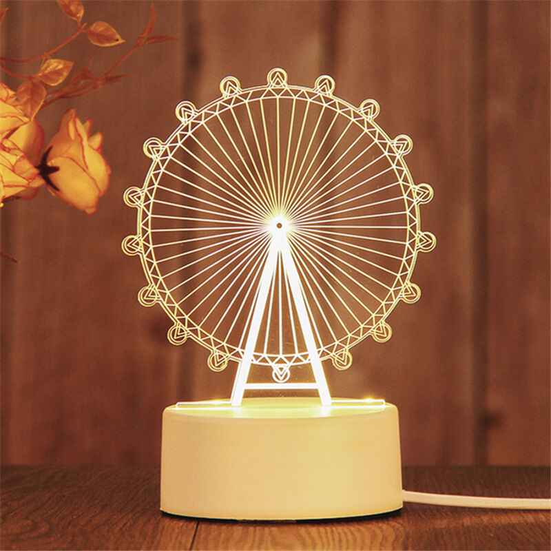 

Luz nocturna 3D para cumpleanos de ninos Dia de San Valentin Lampara de ilusion alimentada por USB Iluminacion decorativa Blanco calido,Blanco