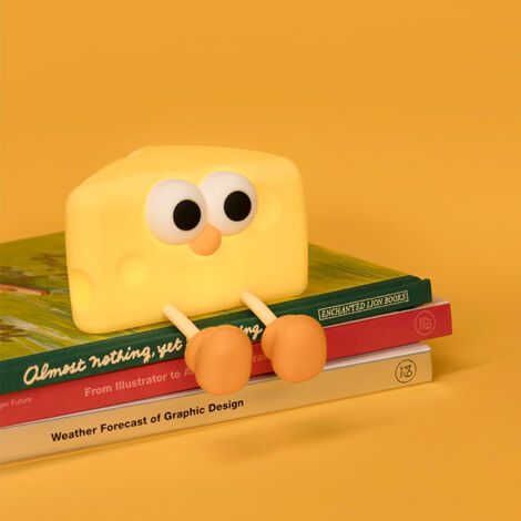 Luz nocturna 3D para dormitorio de adultos, regulable, bonita lámpara de noche decorativa con forma de queso, lámpara de mesa - Amarilla