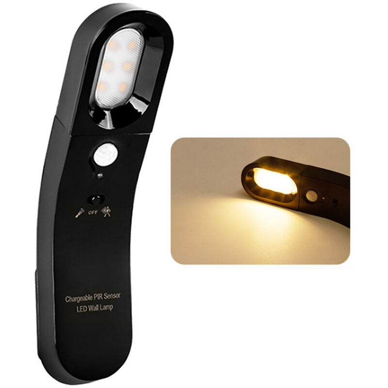 

Luz nocturna accionada por luz, carga USB inteligente, lampara de cama con sensor de cuerpo humano, linterna de emergencia,Negro, luz calida