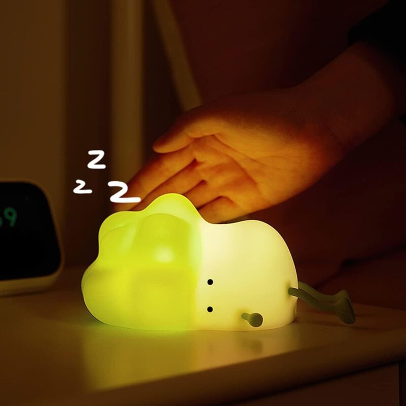 Luz nocturna de silicona para niños, lámpara LED recargable con forma de repollo, luz de noche para bebé con sensor táctil, regalo infantil para