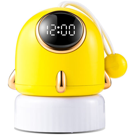 Luz nocturna/despertador con proyector para niños - Recargable por USB - Amarillo