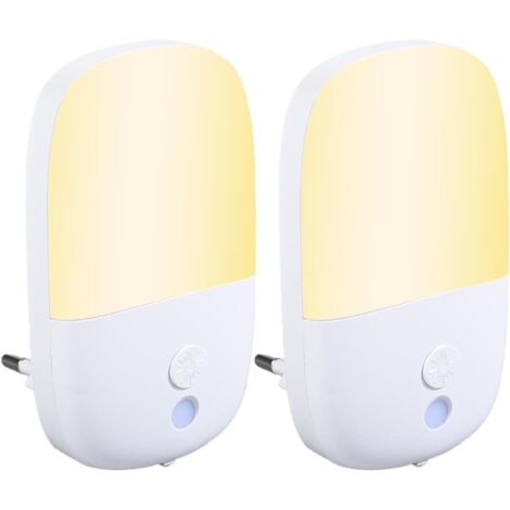 Luz nocturna enchufable de dos piezas con enchufe plegable, brillo ajustable, modos automático/apagado/encendido, con sensor crepuscular para pasillos, escaleras, dormitorio, cocina, baño, sala de est
