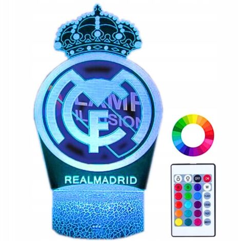 Luz nocturna infantil con el escudo del Real Madrid (16 LED 3D + mando a distancia)