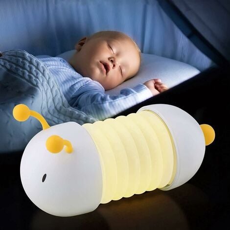 COLNK Luz nocturna infantil, lámpara infantil LED Caterpillar, plegable y ajustable, luz nocturna portátil, cargador USB, imanes incluidos, unisex - 30.000 horas de funcionamiento.