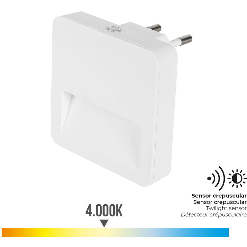 

Piloto noche led 0,5w 5lm 4.000k luz dia cuadrado con visera - EDM