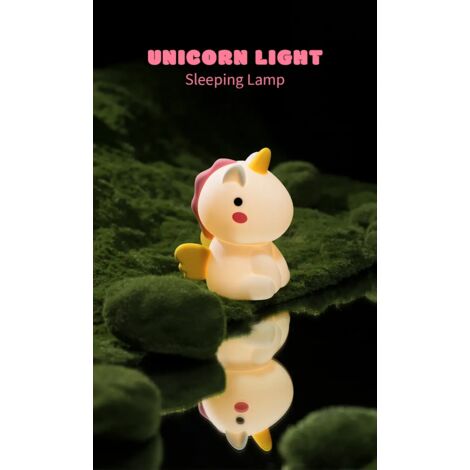Luz nocturna LED de unicornio, silicona colorida, sensor táctil, lámpara de escritorio RGB regulable para niños, juguete de regalo, recargable por USB.