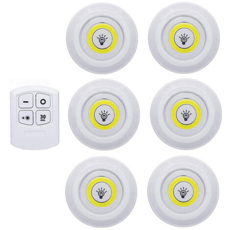 Luz nocturna LED inteligente y regulable con control remoto para cocina, armario, escalera, pasillo y baño, 6 piezas, luz blanca